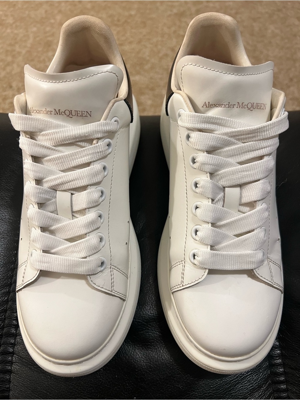 Alexander McQueen White Leather Platform Sneakers - Ladies